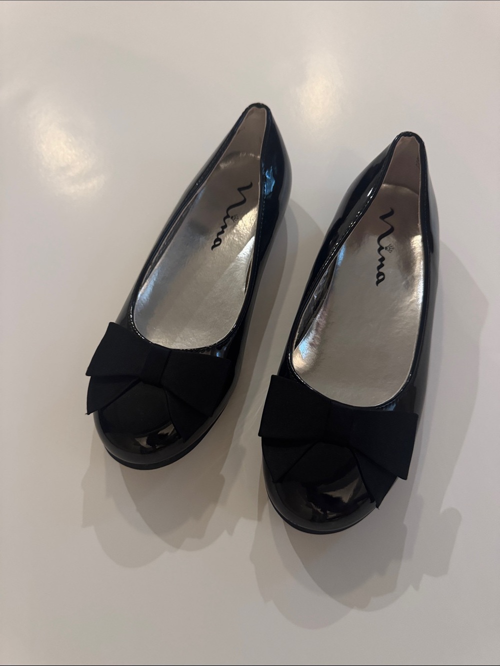 Nina Black Patent Bow Flats
